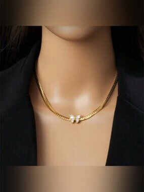 Gold Plated Stainless Steel Butterfly Necklace